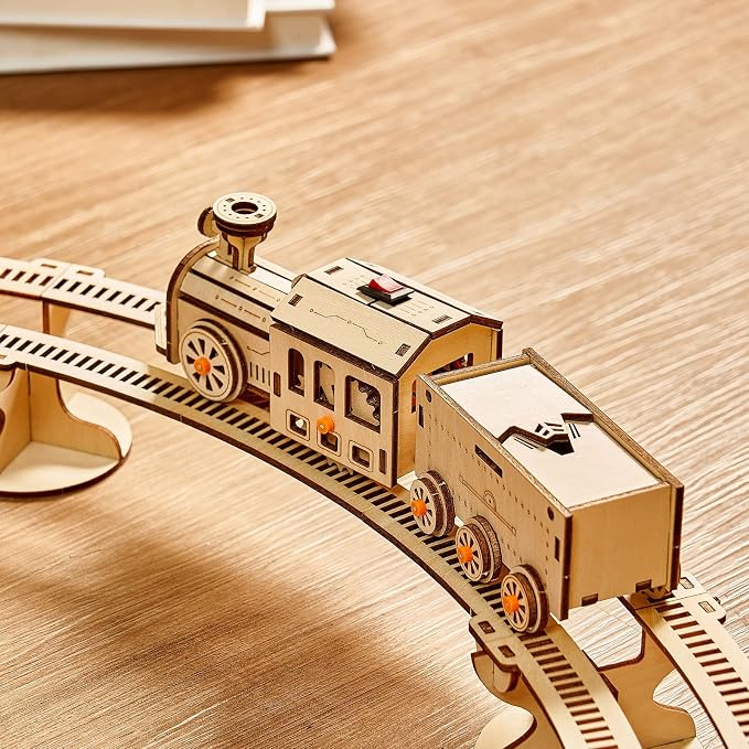 3D Wooden Puzzles Little Truck Train Model Kits Includes Engine & Track, Brainteaser and Puzzle for Christmas/Birthday,Gifts for Adults and Teens to Build Combination