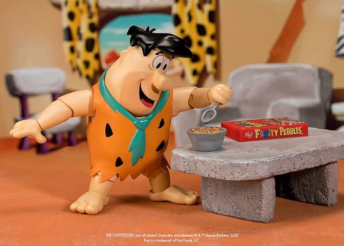 Jada Toys Fruity Pebbles Fred Flintstone Action Figure 1:12 Scale Fully Articulated Retro Cartoon Nostalgia Collectible Toy for Ages 8+