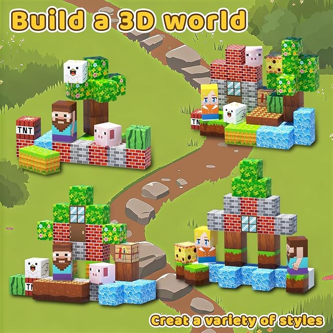 48 PCS Magnetic Blocks - Magnetic Building Blocks for Kids, Magnetic Cubes Sensory Toy for STEM Boys and Girls Christmas Birthday Gifts