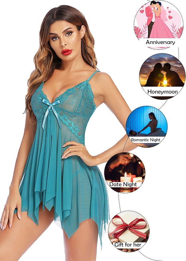 Avidlove Lingerie for Women Lace Babydoll Sleepwear Boudoir Outfits Plus Size Langeray XS-5XL