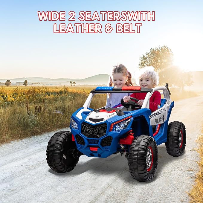 24V 2-Seater UTV Ride on Toy with Remote Control – Powerful 4WD Electric Vehicle Features 4 Shock Absorbers, Leather Seats, Music, and Lights. Designed As a 24V Ride-on Toy for Big Kids