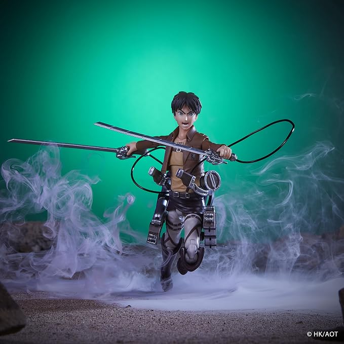 Total Anime Eren Jaeger - 6.5-Inch Scale Figure with Swappable Faceplates, Alternate Hands, and Weapon
