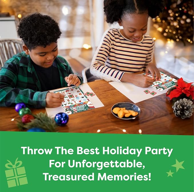 Joyousa Christmas Bingo Game for Kids, Large Groups - 30 Players - Christmas Games for Family Party - Reusable Christmas Bingo for Kids Christmas Party Games - Christmas Gifts for Grandkids