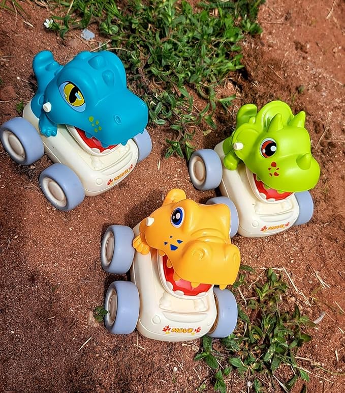 MOONTOY Baby Car Dinosaur Toys for 3 4 5 6 7 8 Year Old Boy Press and Go Cars for Toddlers 3+, Push Go Dino Cars Toddler Toys Baby Toys Easter Basket Stuffers 1st Birthday Gifts