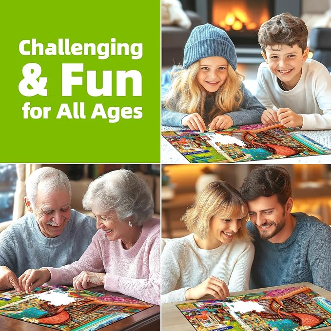 Vintage Bookstore Maze 1000 Piece Puzzle for Adults, Fun Puzzles for Adults 1000 Pieces with HD Print & Poster, 27.5 * 19.7 in Dust Free, for Gifts Halloween Christmas Family Games Lovers