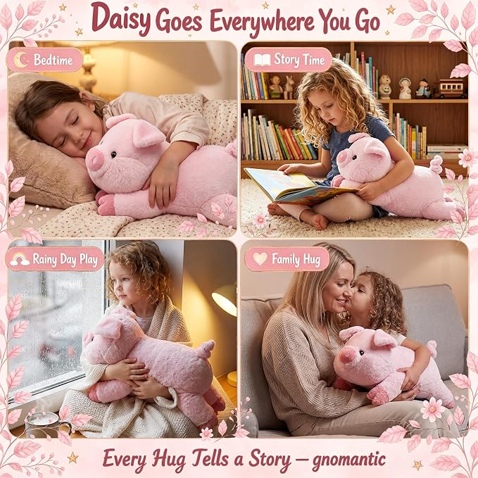 gnomantic Pig Weighted Stuffed Animals - 22 Inch 4.5 Pounds Weighted Plushies Pig - Big Plush Stuffed Animals Pillow - Cute Plush Toys Gifts for Kids & Adults