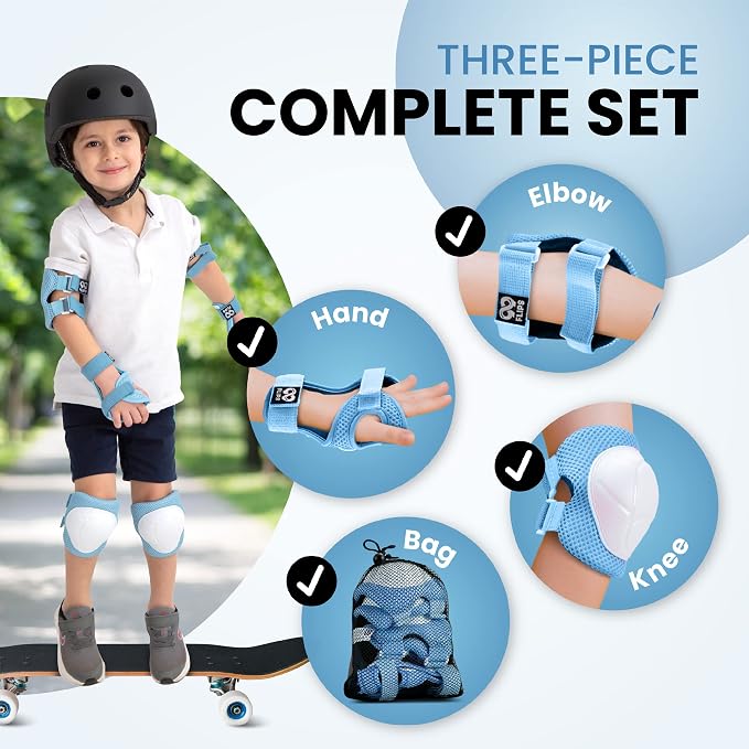 99FLIPS 6pcs Complete Set 3-12 Years- Knee Pads Elbow Pads and Wrist Guards for Kids and Toddler
