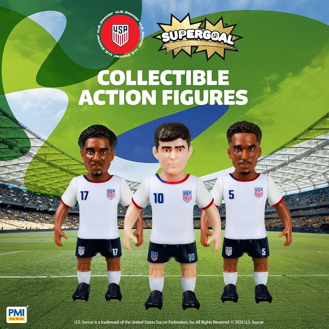 P.M.I. PMI Collectibles World Cup Soccer Figures – 11 Pack Deluxe Box Team Players – Official Football Mini Figures Premium Soccer Collectible Toy Set (Styles May Vary) (Team USA)
