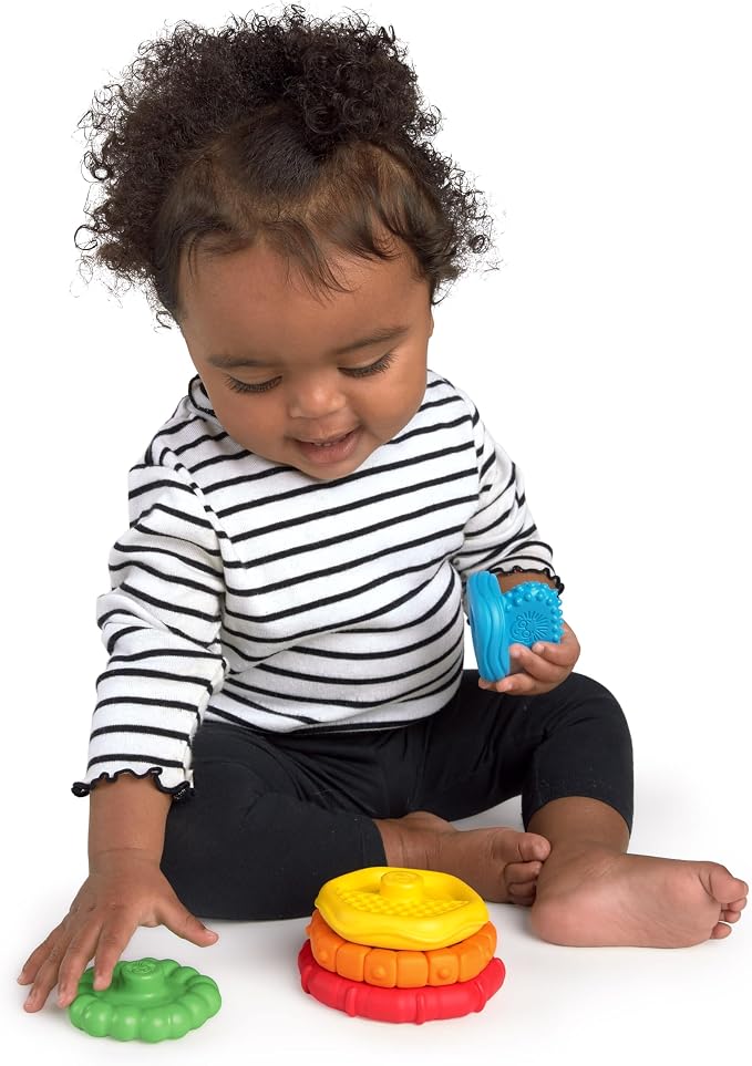 Baby Einstein Stack & Teethe Multi-Textured Easy-to-Grasp 5-Piece Teether Toy Set, Ages 3 Months +