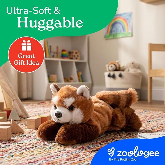 The Petting Zoo Red Panda Stuffed Animal Plushie, Gifts for Kids, Scoopz Wildlife Animals, Red Panda Plush Toy, 8 inches