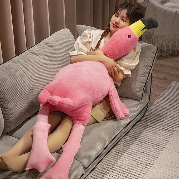 62" Flamingo Stuffed Animal Plush Pillow Giant Stuffed Animal Plush Doll Pink Flamingo Plush Toys for Kids Birthday Christmas Decoration Gifts（Pink）