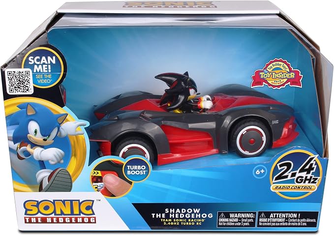 NKOK Team Sonic Racing 2.4GHz Radio Control Toy Car with Turbo Boost - Shadow the Hedgehog 602, Red, Turbo Boost Feature, Features Working Lights, for Ages 6 and up