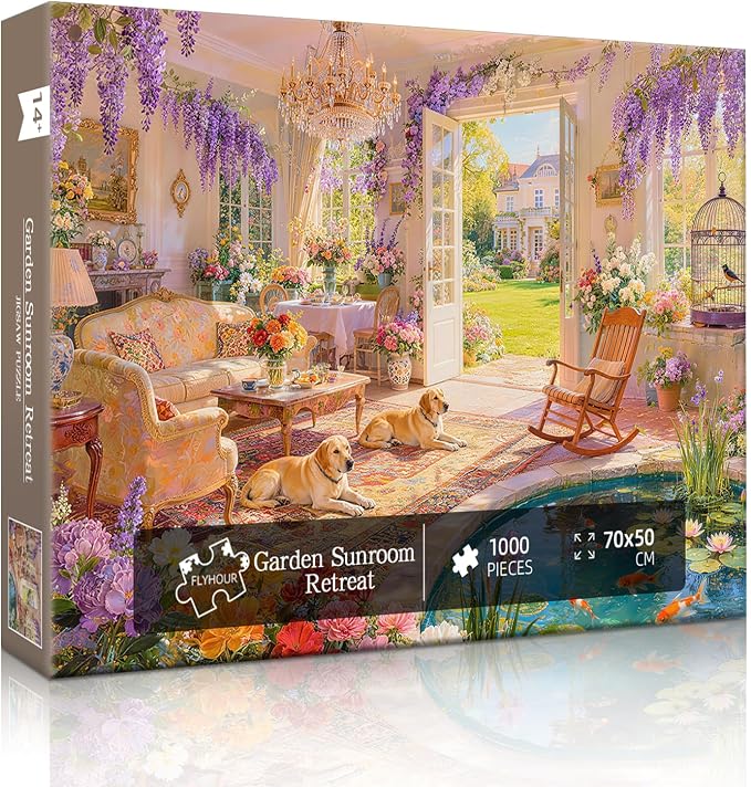 Garden Sunroom Retreat Puzzles for Adults 1000 Pieces,Impossible Hard Difficult Challenging Jigsaw Puzzles for Adults 1000 Pieces,Puzzle with Letters on Back,Recycled Paper Jigsaw Puzzle(27.6"x19.7")