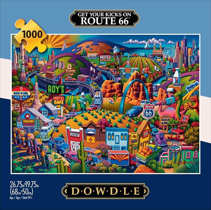 Buffalo Games Eric Dowdle Get Your Kicks on Route 66 Jigsaw Puzzle - 1000 Piece, Adult, 26.75 x 19.75 in - Puzzles for Adults - Includes Reference Poster - Relaxing Game Night Activity