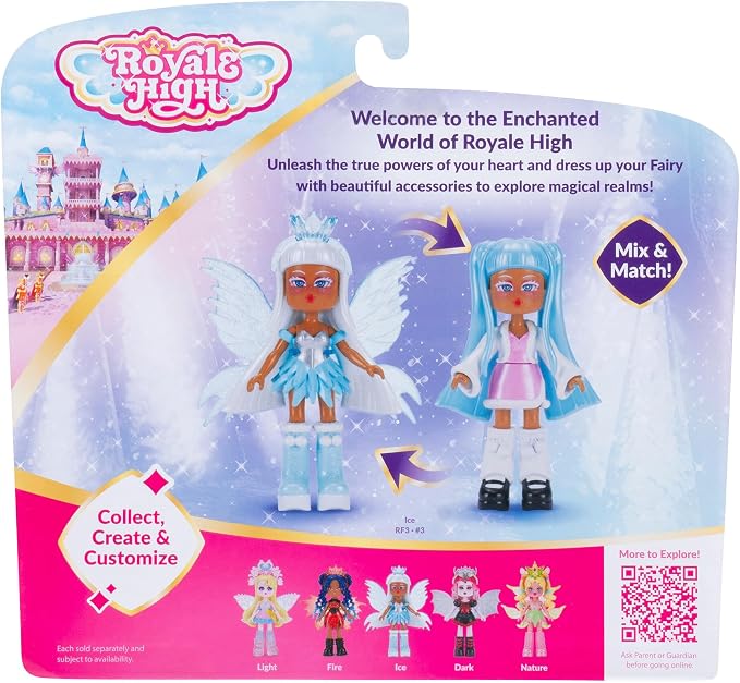 Royale High 3” Ice Fairy Fashion Doll - 1 Figure with 9 Fashion Accessories - Virtual Item Code Included - Series 1 - Ages 5+