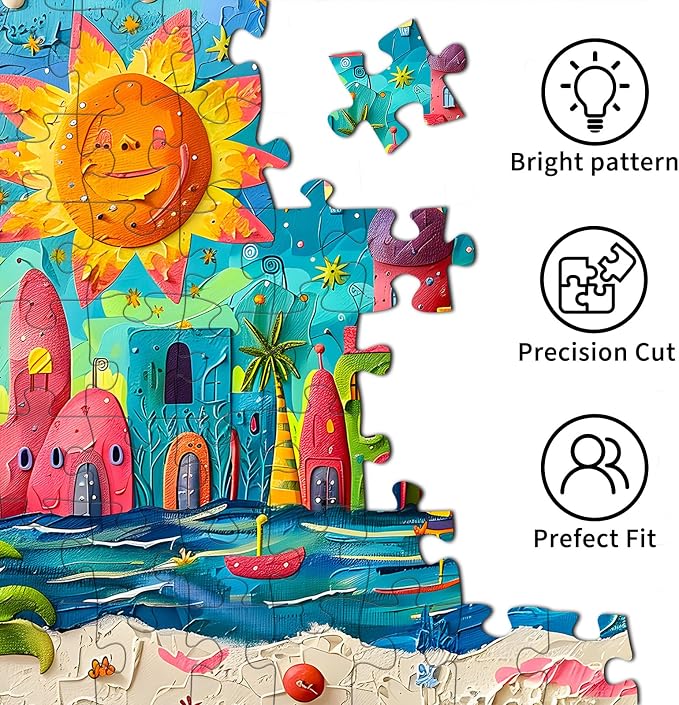 Sunny Beach Puzzles for Adults 1000 Piece, Jigsaw Puzzles for Adults, Adult Challenging Game Toys, Impossible Puzzle, Family Decoration Puzzle