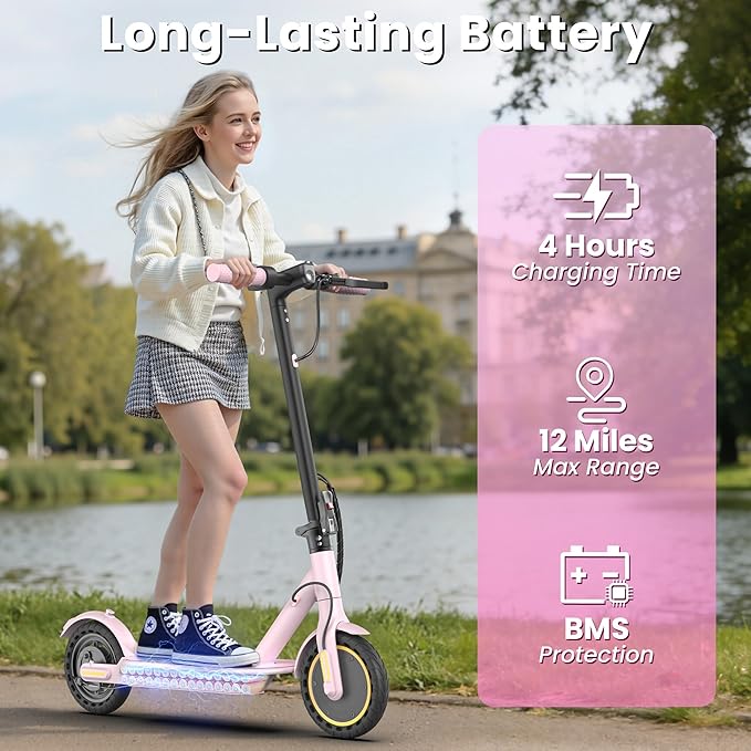Werhy Kids Electric Scooter, 350W Motor, 19 Mph Speed & 15 Miles Range, 8.5" Solid Tires, Lightweight Foldable Scooter with Dual Braking System, Max Load 265LBS
