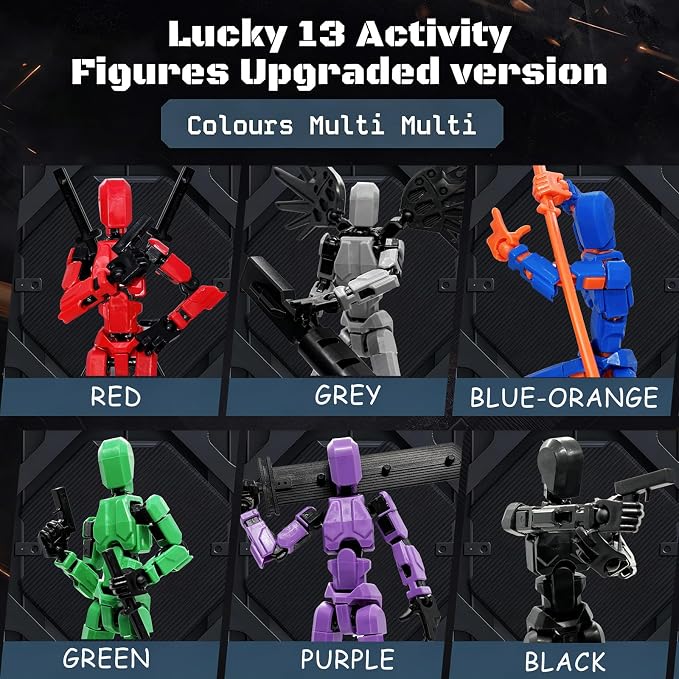 8 Packs T13 Action Figure Set (Assembly Completed), 3D Printed Multi-Jointed Movable Dummy 13，Titan13 Action Figure, Action Figure Desktop Decorations for Game Lovers Toy, Christmas Birthday Gift