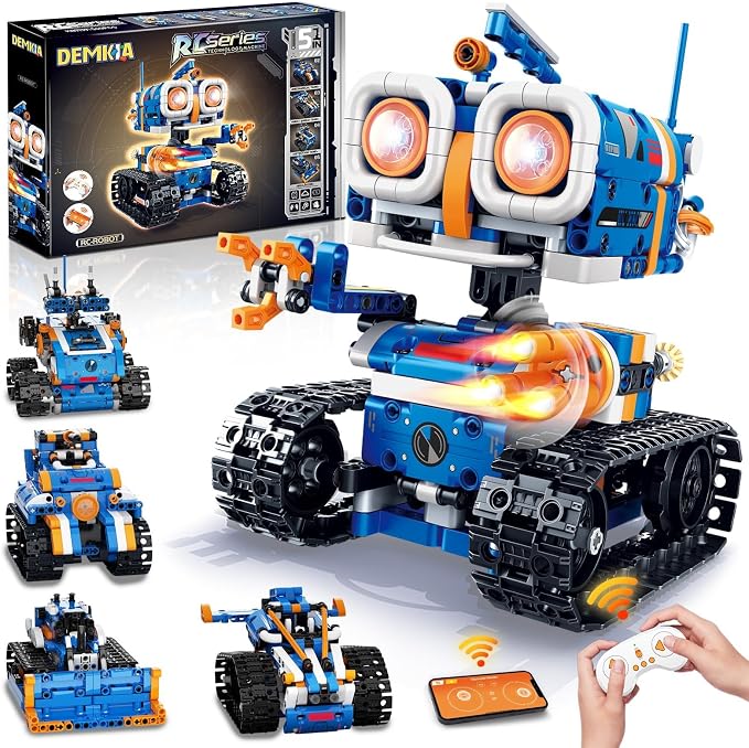 Demkia 5in1 STEM Robot Building Kit, 560 PCS APP/Remote Control Mech RC Robotics for Kids Ages 8-12, Science Kit Coding Robots Toy Set, Birthday Gifts for Boys Age 8-14+