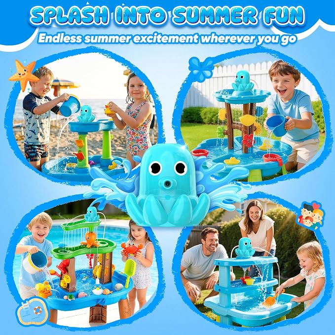 Water Table Pump, Magnetic No-Drill Rechargeable Battery Powered Continuous Flow Water Pump, Fits Water Tables & Step 2, Cordless Pump Toys, Outdoor Water Play Accessories for Kids & Toddlers, Green