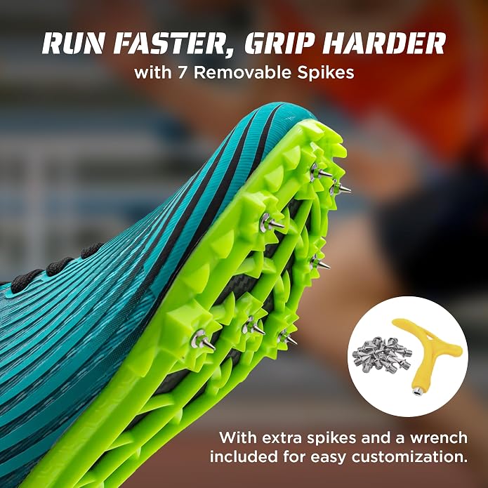 RUNIC Track & Field Shoes for Men, Women & Kids – Pro Running Spikes for Sprint, Race & Training – 7 Spikes + Extra Spikes & Wrench (US Men Size)
