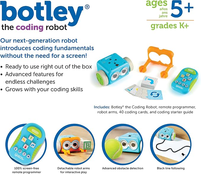 Learning Resources Botley the Coding Robot - Code Games for Boys and Girls, Robotics for Kids, STEM Programming, Scientific Building Toys, Engineering Gift Set