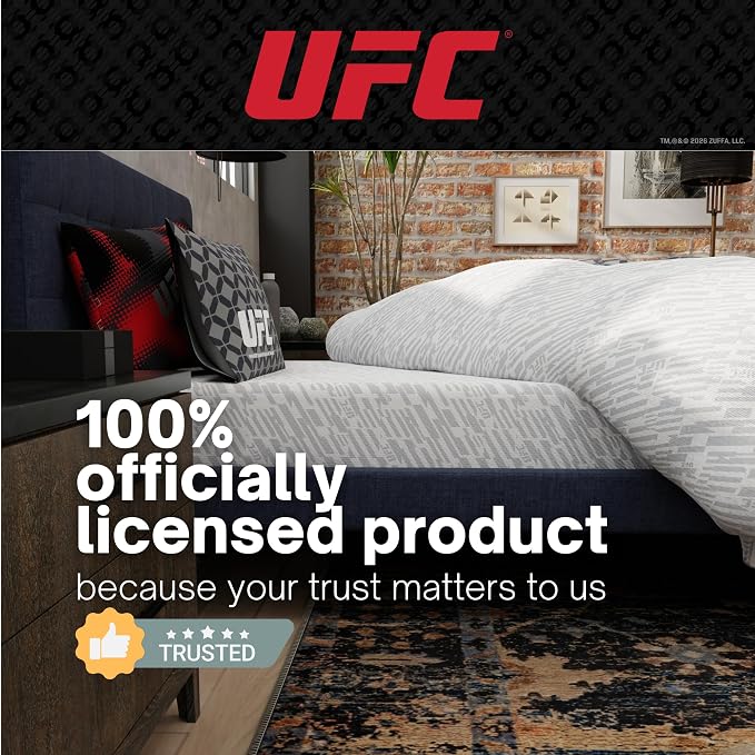 UFC Fight Night Bedding Set, Twin Size 5 Piece Set Super Soft Cozy Reversible Comforter and Sheet Set with Sham, (100% Officially Licensed Product) by Franco