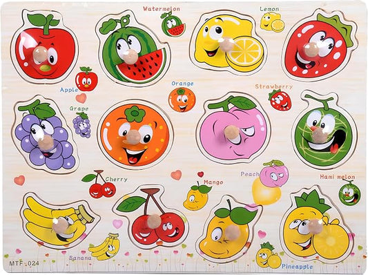 Montessori Fruits Wooden Puzzle for Toddlers & Preschool Kids Educational Learning Toy for Early Childhood Development