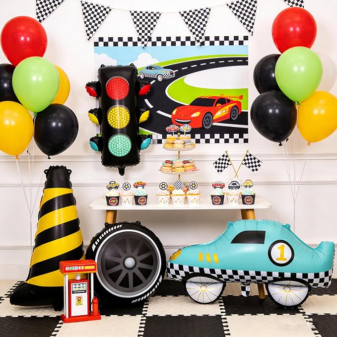 4PCS Tire Balloon Racing Car Wheel Foil Balloon | For Racing Themed Birthday Competition Baby Shower Decoration Supplies