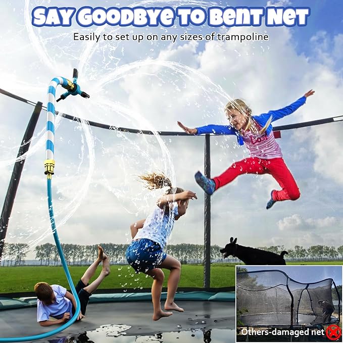 Universal Trampoline Sprinkler, Net Friendly Trampoline Accessories, 360 Rotating Water Sprinkler of Trampolines, Outdoor Backyard Water Park Fun Summer Toys for Kids