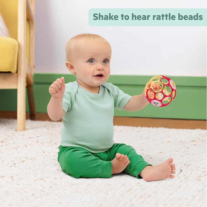 Disney Winnie the Pooh Oball Easy-Grasp Rattle by Bright Starts, Infant Toy in RedYellow, Age Newborn and up, 4 Inches