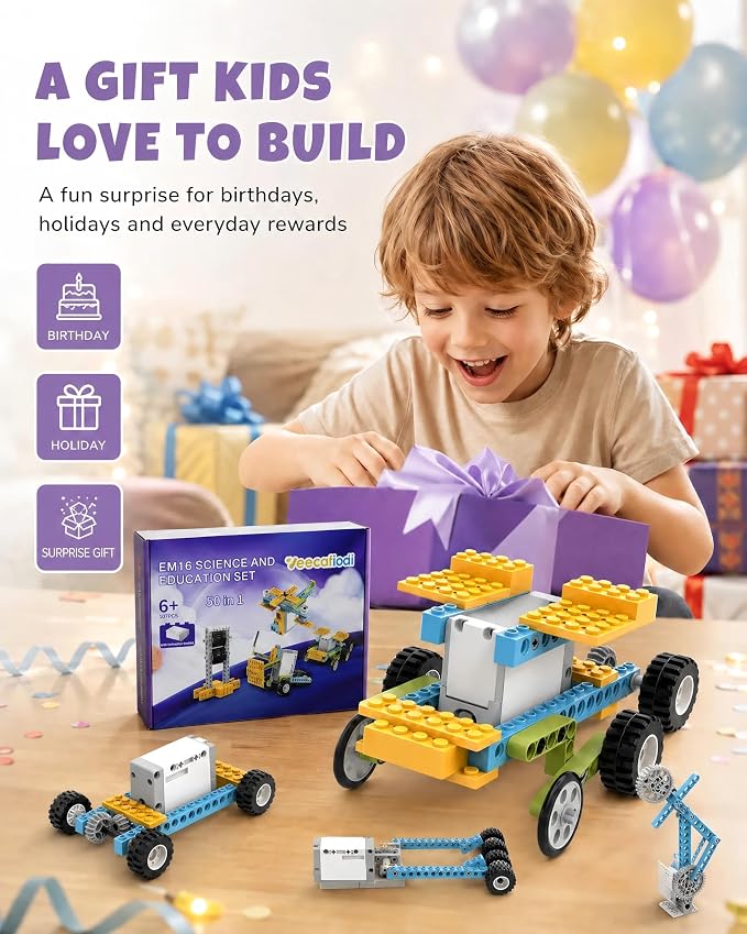 Veecafiodi 50 in 1 Science Kit for Kids 6-12, STEM Toys for Kids Age 8-12, Educational Building Toy for Boys Girls, Motorized Engineering Set, Birthday Gift