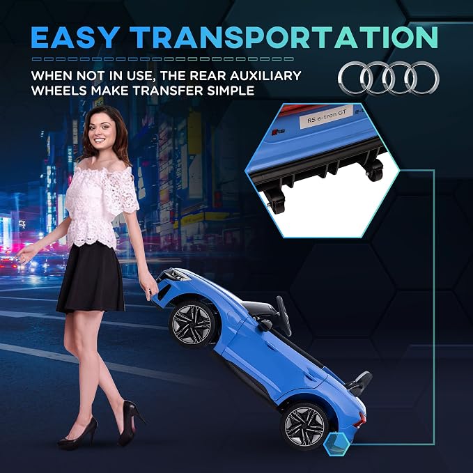 Aosom Licensed Audi RS e-tron GT 12V Ride On Car Truck for Kids, Electric Car Ride On Vehicle w/Parent Remote Control, Music, Lights, for Toddlers, Blue