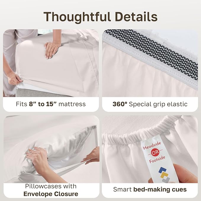 California Design Den King Size Sheet Set - 100% Organic Cotton, Crisp Percale Sheets King Size, Deep Pockets, Breathable and Durable Bedding Set - Stone (True Beige)