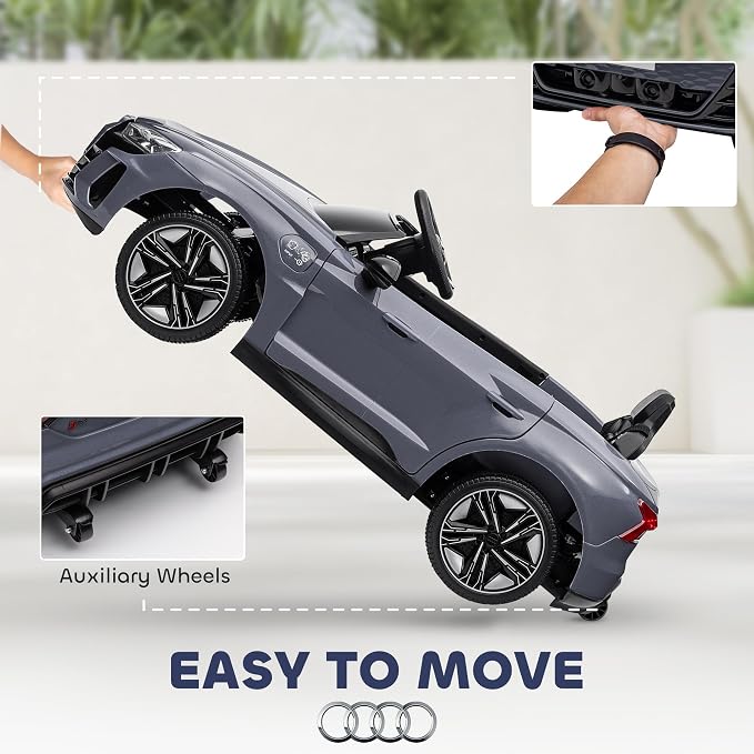 Aosom Licensed Audi RS e-tron GT 12V Ride On Car Truck for Kids, Electric Car Ride On Vehicle w/Parent Remote Control, Music, Lights, for Toddlers, Gray