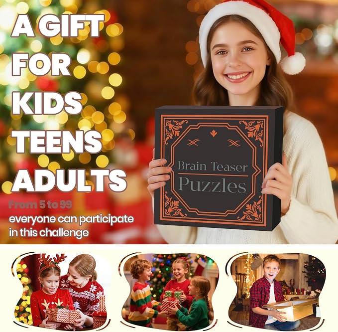 9 Pcs Brain Teaser Puzzles for Adults Teens - Brain Teaser Puzzles with Wooden Box 3D Puzzle Game Toys for Adults Teens - Unlock Interlocking Puzzle Adults Teens IQ Education Smart Toys