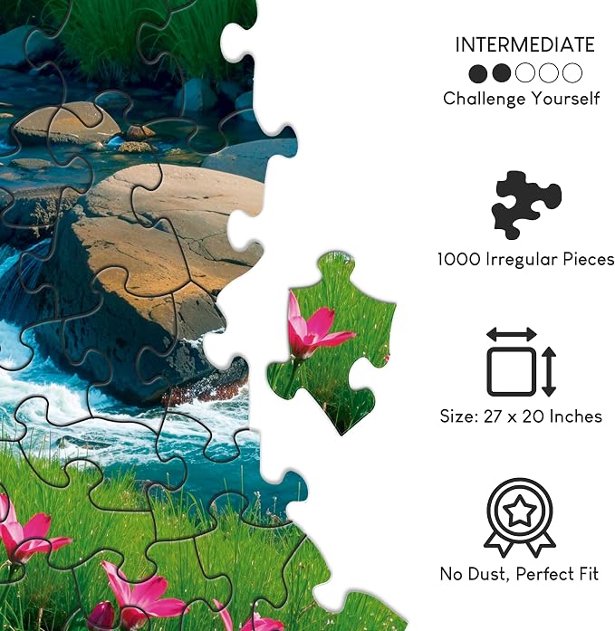 No Image Puzzle 1000 Irregular Pieces Extreme Difficult Jigsaw Challenge Adults Hardest Puzzle No Guide Ultimate Brain Teaser Intermediate Level Landscape Mystery Unique Gift
