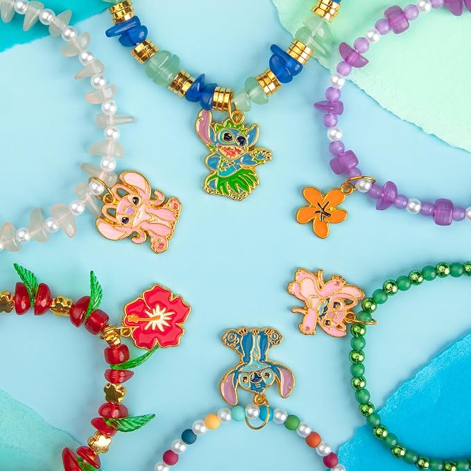 Fashion Angels Disney Stitch Coastal Treasures Jewelry Design Super Set, Includes Shell-Shaped Tray, Enamel Charms & More, DIY Creative Making Kit for Kids