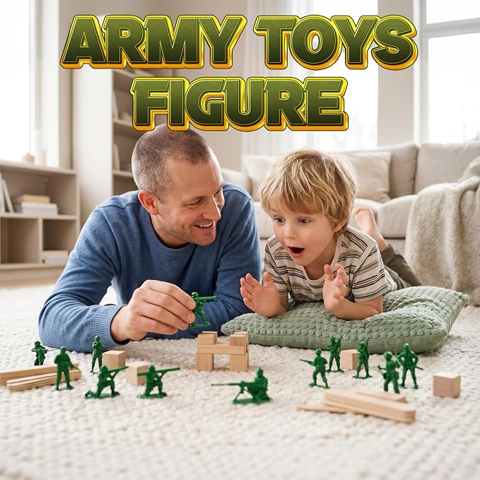 Green Army Men Toy Soldiers (72 Pack) - Classic Military Action Figures for Kids - Plastic Army Toys Set for Battle Play, Party Favors, Cake Toppers & Goodie Bags