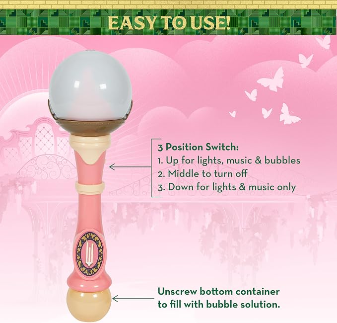 Wicked Glinda Light and Sound Musical Bubble Wand, Includes Bubble Solution