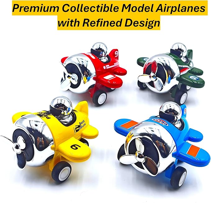 Alloy Press to Go Toy Cars Airplanes, Die-cast Collectible Model Race Cars, Birthday Christmas Holiday Party Gift for Kids 3+, Adults, and Collectors, Multi-Color (4-Pack / #9)
