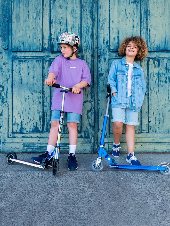 Micro Kickboard | Sprite Foldable LED Scooter for Ages 6+ | Children up to 220 lbs | 2 Wheel | Travel Ready | Adjustable T Bar | Smooth Ride, Motion Activated PU LED Wheels | Swiss Design
