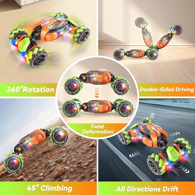 Nicella Remote Control Car, RC Toys Gifts for 6 7 8 9 10 11 12 Year Old Boys Girls - 360° Rotating 4WD Gesture Sensing RC Sunt Car with Lights & Music - Cool Birthday Gifts for Kids