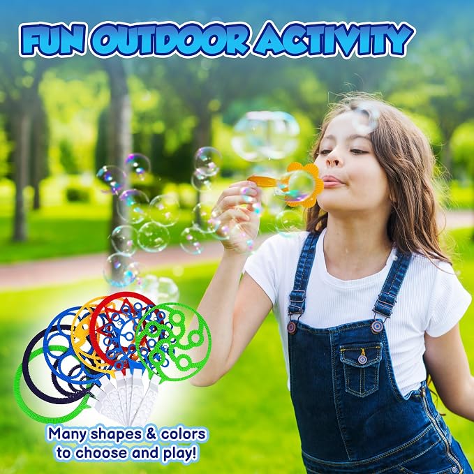 Giant Bubble Wands - Bubbles for Kids, Giant Bubbles, Bubble Toys, Large Blowing Rings, Variety Shapes Set for Big Soap Bubbles, Includes Huge Bubble Mix Solution Kit 29 Pack