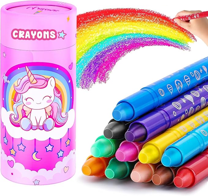 DreamCandy Twist Crayons for Toddlers,12 Colors Non Toxic Washable Crayons for Kids,Art Supplies Drawing Coloring Crayon Set,Gift for Boys and Girls,Back to School,Stocking Stuffers