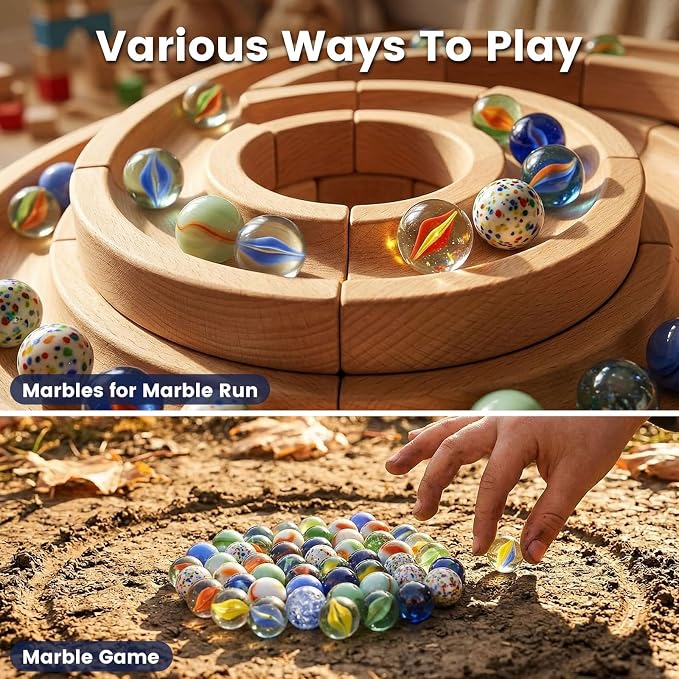 POPLAY 160PCS Glass Marbles, Marbles Game for Kids Crafts Colleting