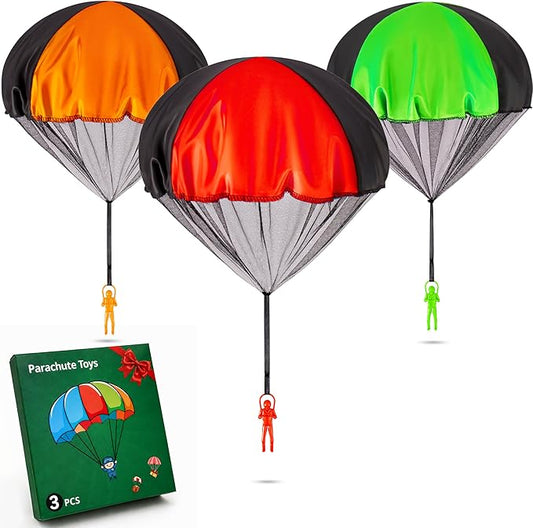 Yeeeasy Tangle-Free Parachute Toys for Kids - Outdoor Flying Game for Boys Girls Age 3-12 - Rip-Stop Hand Throw Army Men Action Figures - STEM Science Gift & Stocking Stuffers - Large 3Pcs