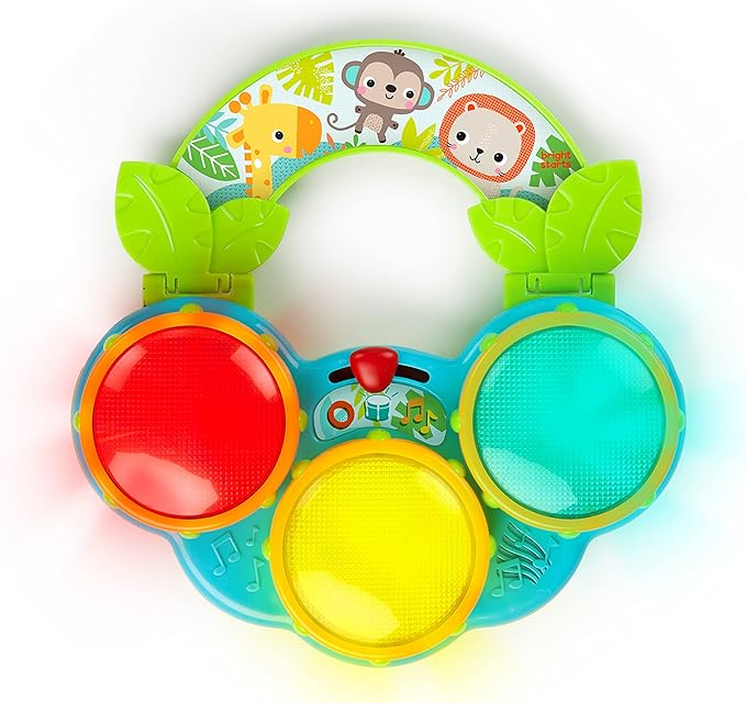 Bright Starts Safari Beats Musical Drum Toy with Lights, Ages 3 Months +, Multi (Pack of 2)