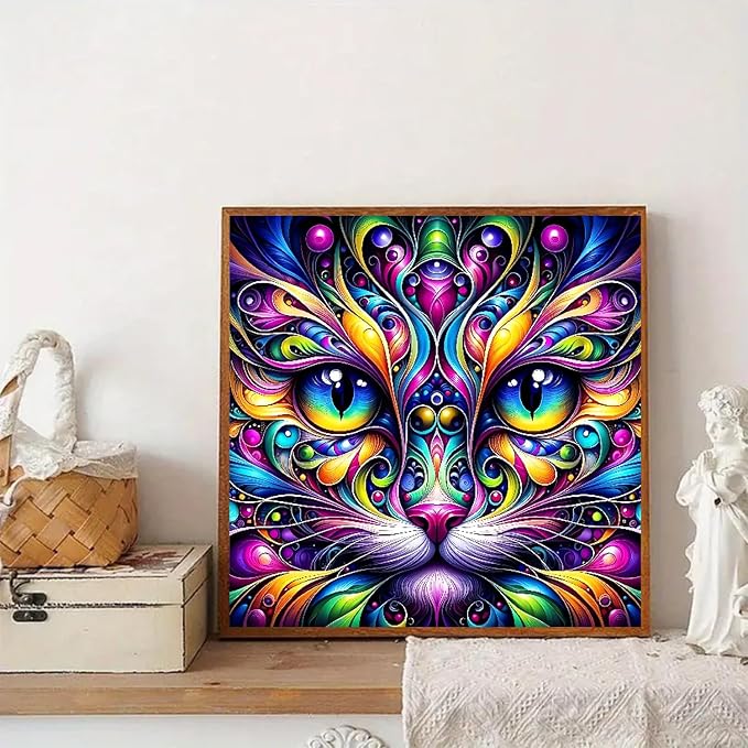 Paint by Numbers for Adults and Kids Beginner, Animal Cat Painting by Number Kits On Canvas, Number Artist Paint by Number Kit DIY Oil Painting Acrylic Paints, Home Wall Decor Gift 13.78X13.78 inch