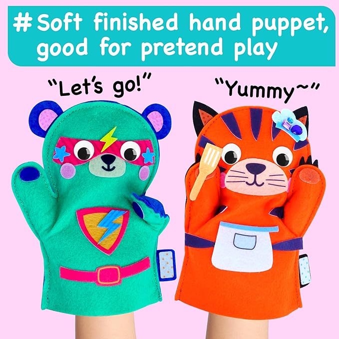 EZCRA Unicorn Hand Puppet Making Kit for Kids Ages 5-10 - Make Your Own Puppets - 8 DIY Craft Projects with Stickers - Educational Gift for Girls & Boys